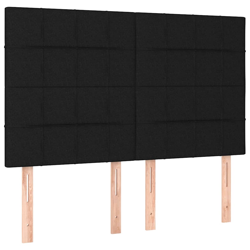 vidaXL Κρεβάτι Boxspring με Στρώμα & LED Μαύρο 140x190 εκ. Υφασμάτινο