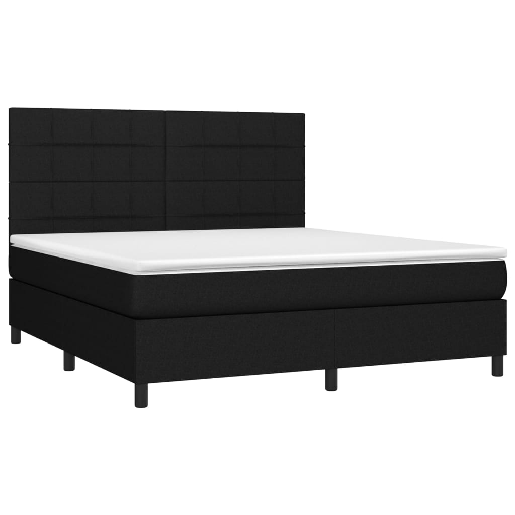 vidaXL Κρεβάτι Boxspring με Στρώμα & LED Μαύρο 160x200 εκ. Υφασμάτινο