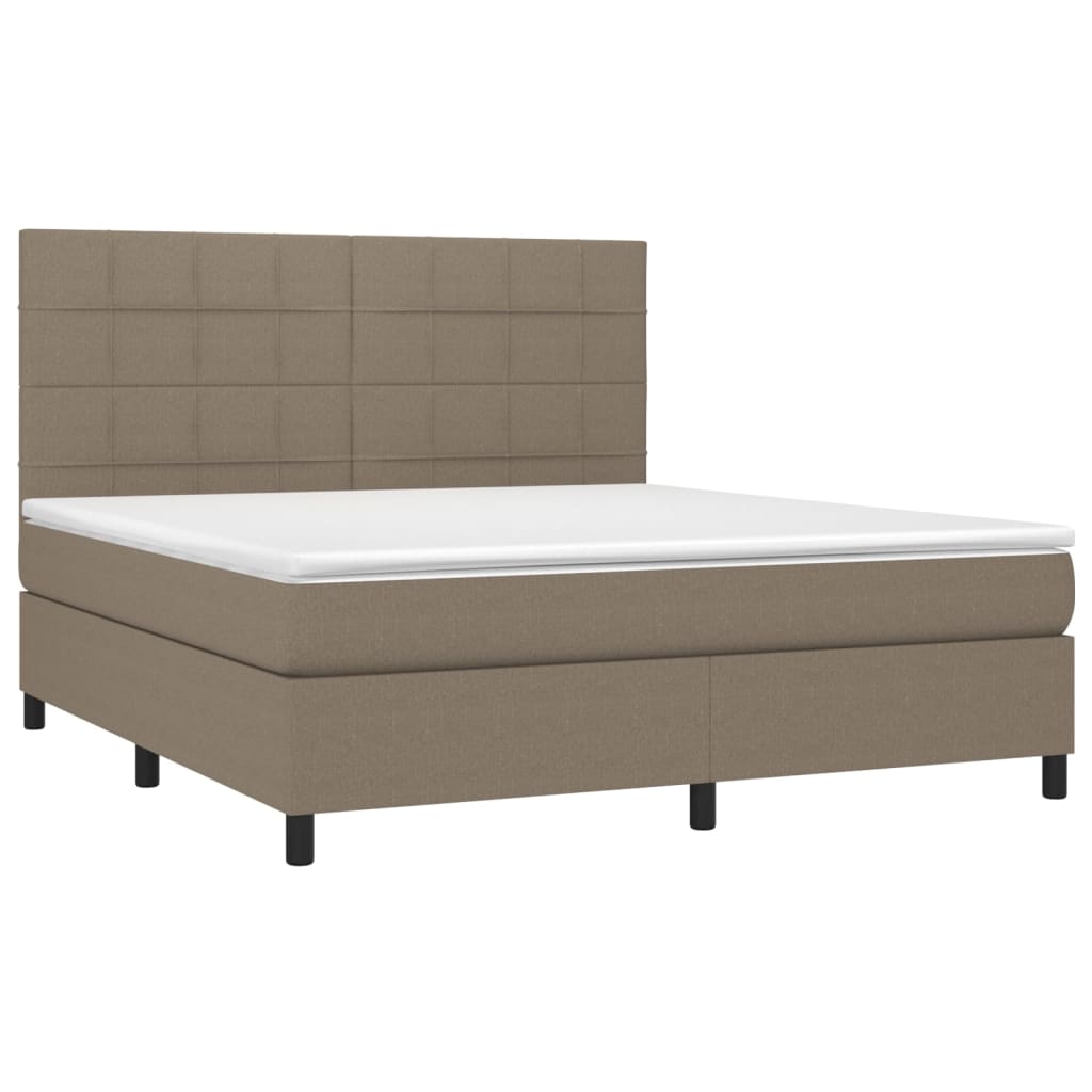 vidaXL Κρεβάτι Boxspring με Στρώμα & LED Taupe 180x200 εκ. Υφασμάτινο