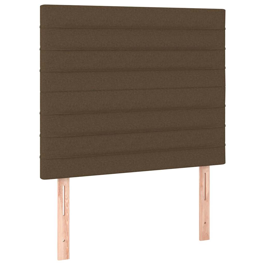 vidaXL Κρεβάτι Boxspring με Στρώμα & LED Σκ.Καφέ 90x200 εκ. Υφασμάτινο