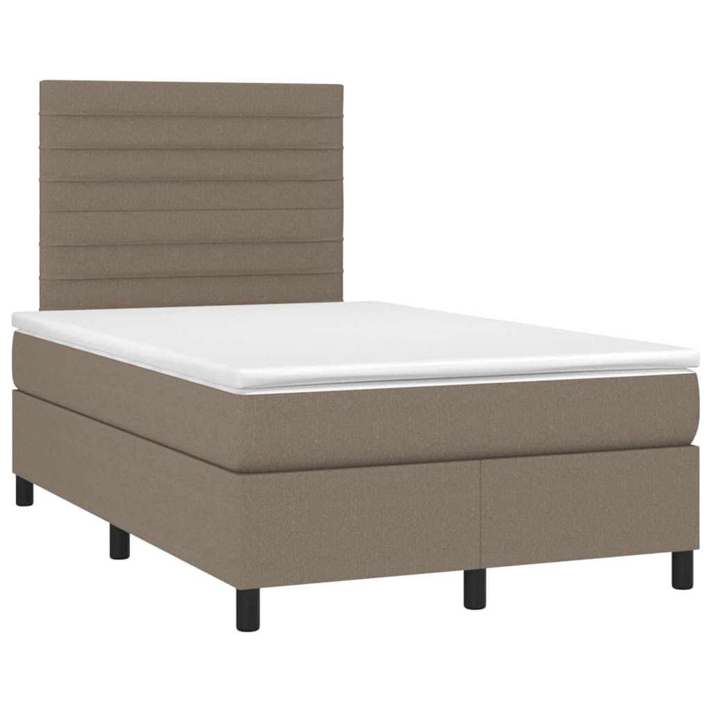 vidaXL Κρεβάτι Boxspring με Στρώμα & LED Taupe 120x200 εκ. Υφασμάτινο