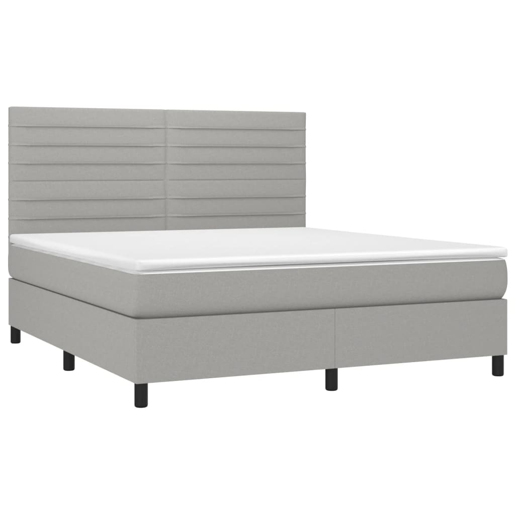 vidaXL Κρεβάτι Boxspring με Στρώμα & LED Αν.Γκρι 160x200εκ. Υφασμάτινο