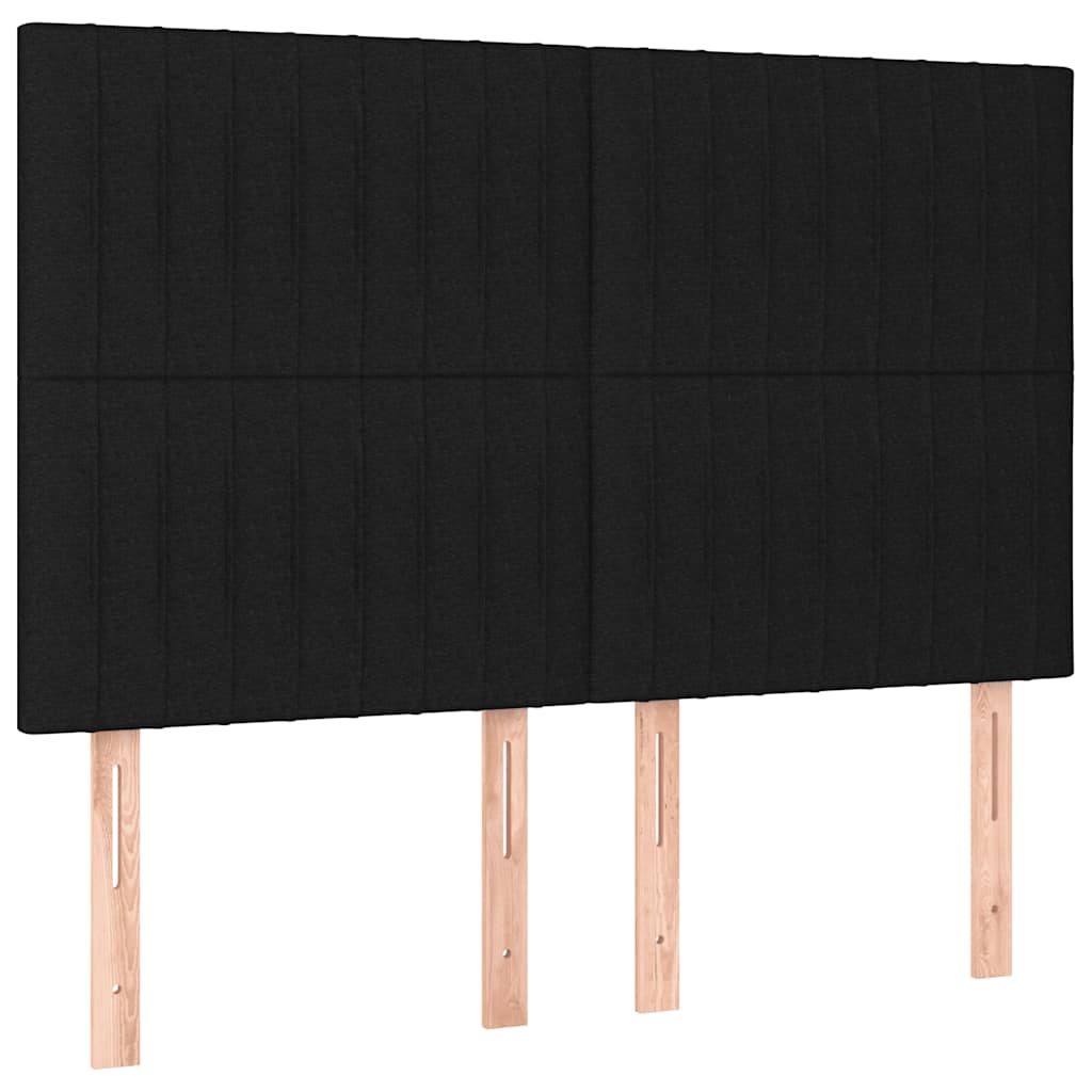 vidaXL Κρεβάτι Boxspring με Στρώμα & LED Μαύρο 140x190 εκ. Υφασμάτινο