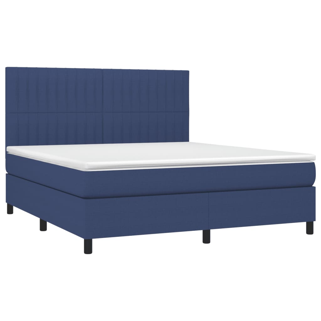 vidaXL Κρεβάτι Boxspring με Στρώμα & LED Μπλε 180x200 εκ. Υφασμάτινο