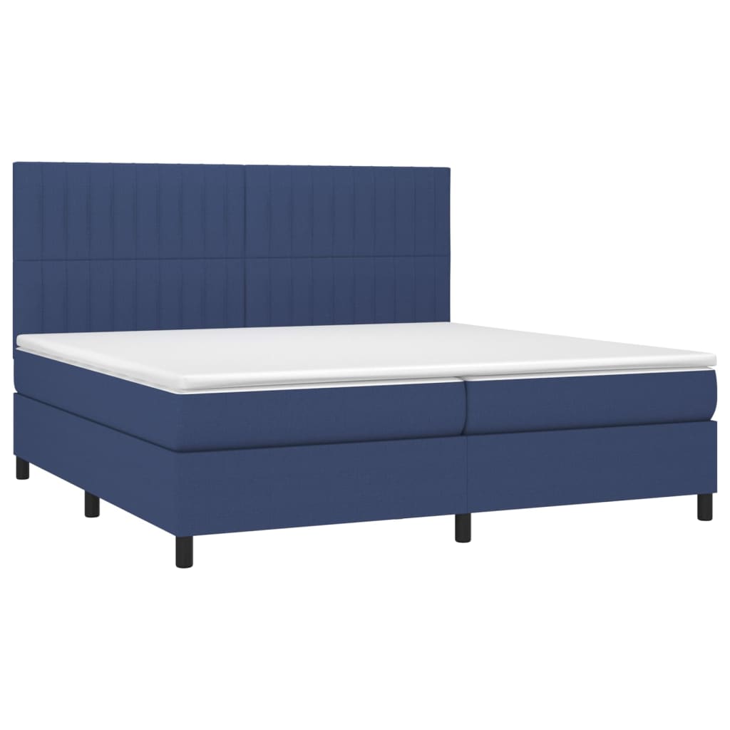 vidaXL Κρεβάτι Boxspring με Στρώμα & LED Μπλε 200x200 εκ. Υφασμάτινο