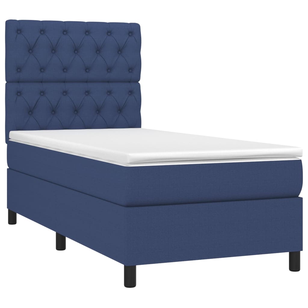 vidaXL Κρεβάτι Boxspring με Στρώμα & LED Μπλε 80x200 εκ. Υφασμάτινο