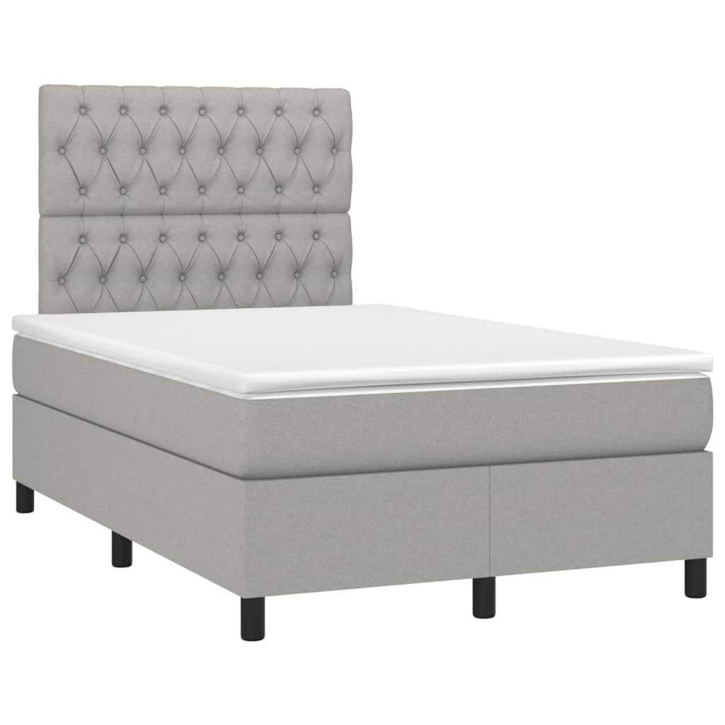 vidaXL Κρεβάτι Boxspring με Στρώμα & LED Αν.Γκρι 120x200 εκ Υφασμάτινο
