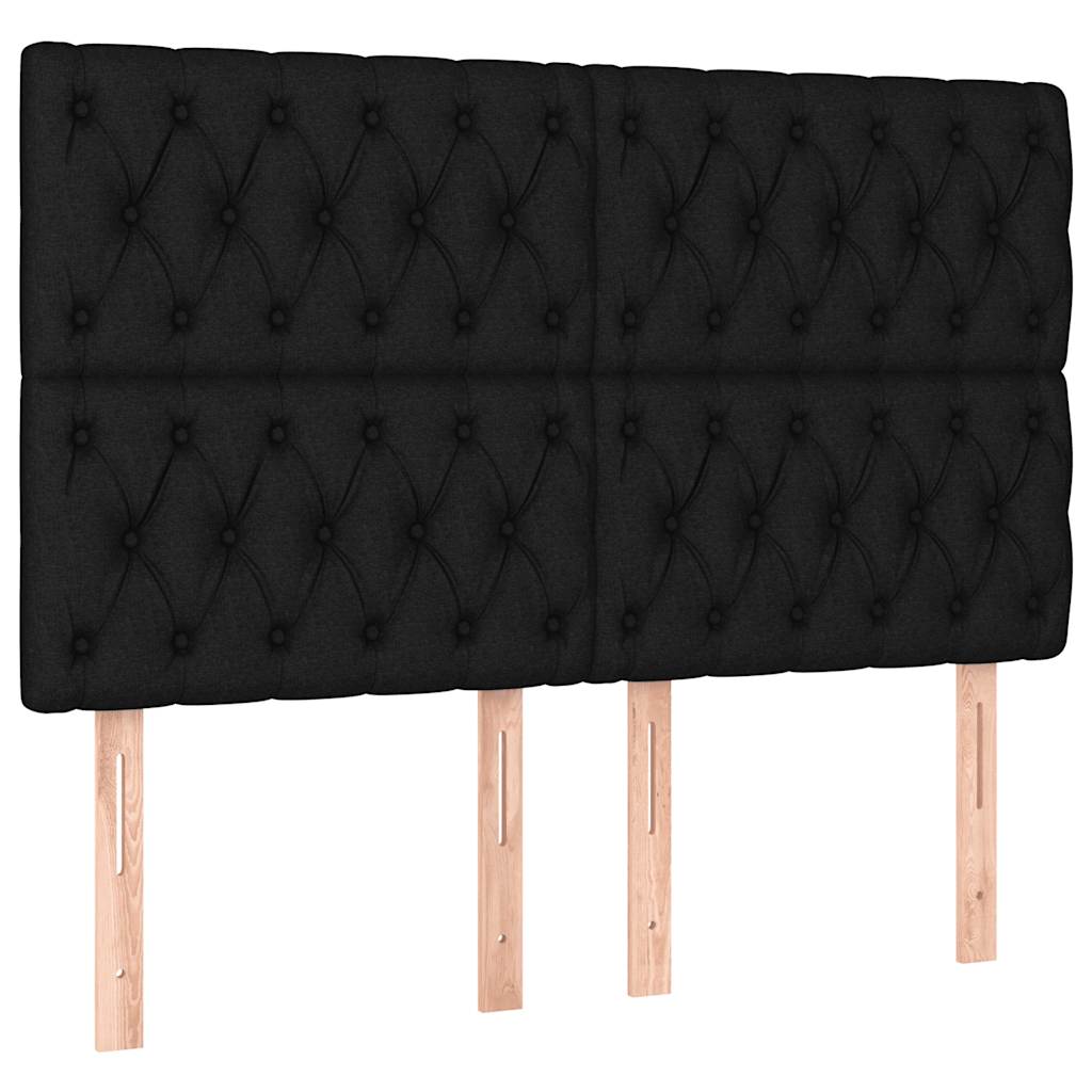 vidaXL Κρεβάτι Boxspring με Στρώμα & LED Μαύρο 140x200 εκ. Υφασμάτινο