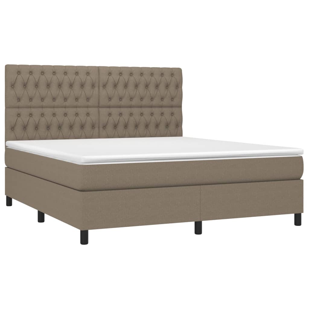 vidaXL Κρεβάτι Boxspring με Στρώμα & LED Taupe 180x200 εκ. Υφασμάτινο