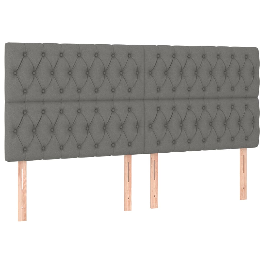 vidaXL Κρεβάτι Boxspring με Στρώμα & LED Σκ.Γκρι 200x200εκ. Υφασμάτινο