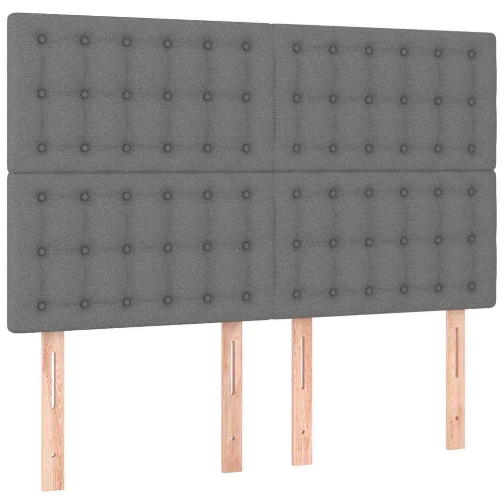 vidaXL Κρεβάτι Boxspring με Στρώμα & LED Σκ.Γκρι 140x190εκ. Υφασμάτινο