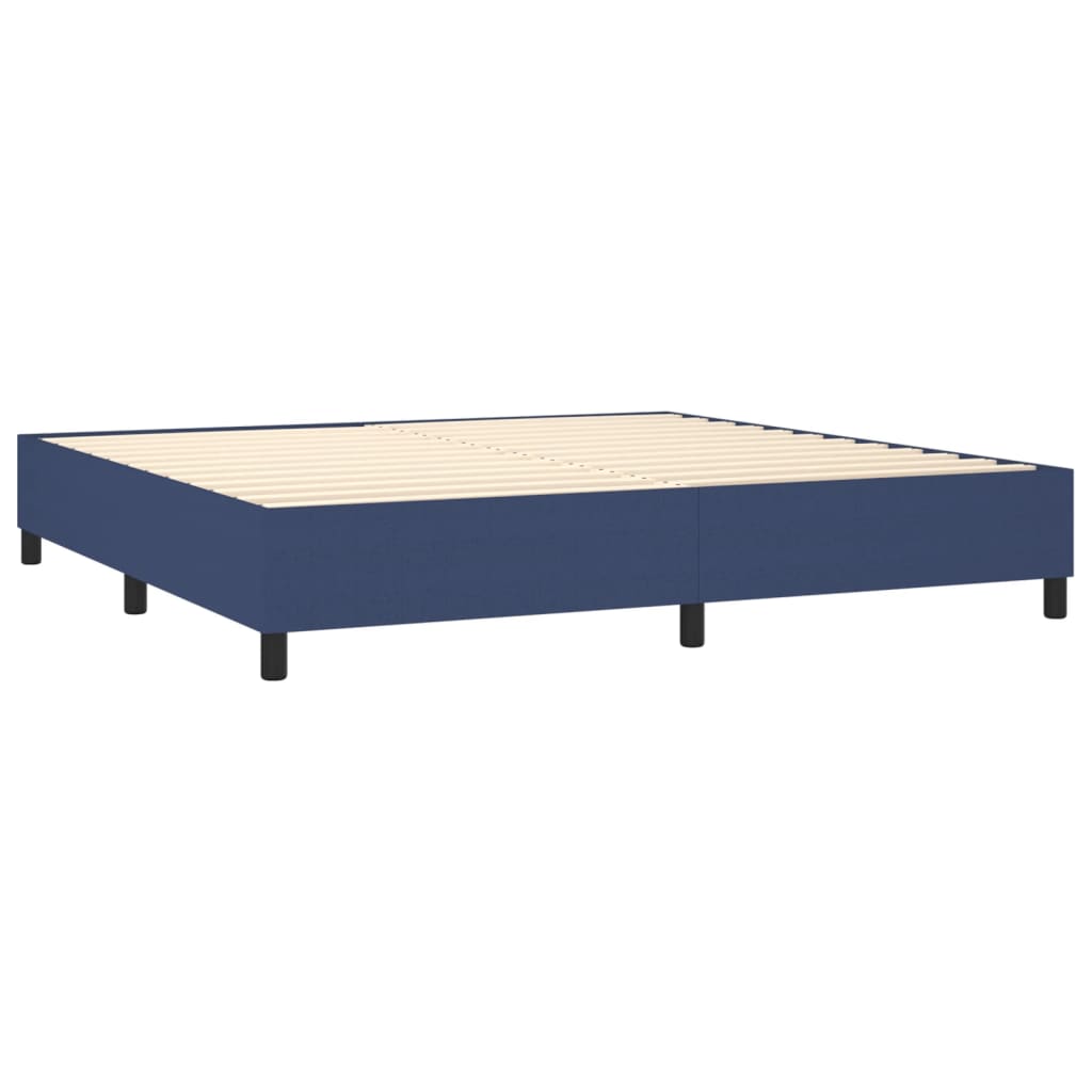 vidaXL Κρεβάτι Boxspring με Στρώμα & LED Μπλε 200x200 εκ. Υφασμάτινο