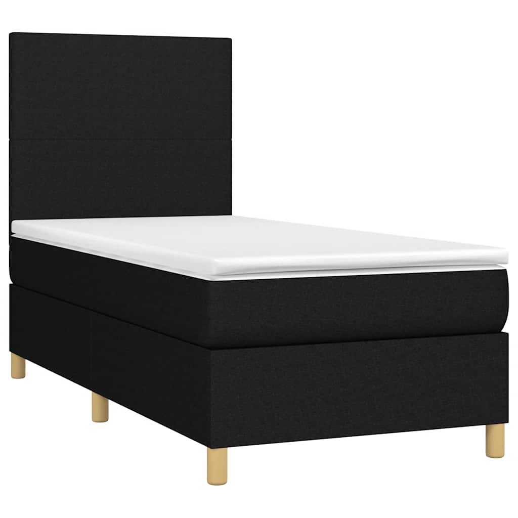 vidaXL Κρεβάτι Boxspring με Στρώμα & LED Μαύρο 80x200 εκ. Υφασμάτινο