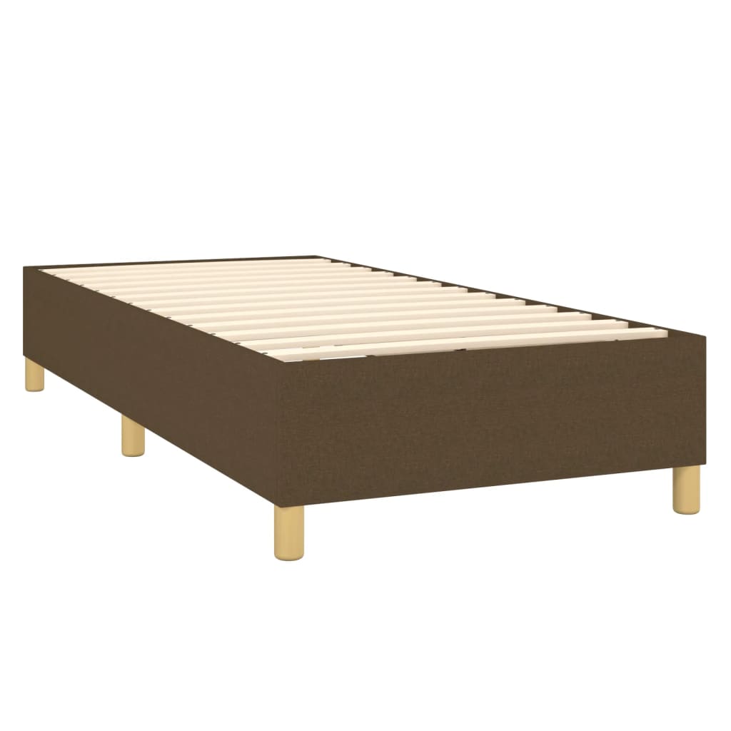 vidaXL Κρεβάτι Boxspring με Στρώμα & LED Σκ.Καφέ 100x200 εκ Υφασμάτινο