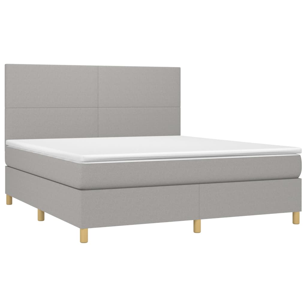 vidaXL Κρεβάτι Boxspring με Στρώμα & LED Αν.Γκρι 160x200εκ. Υφασμάτινο