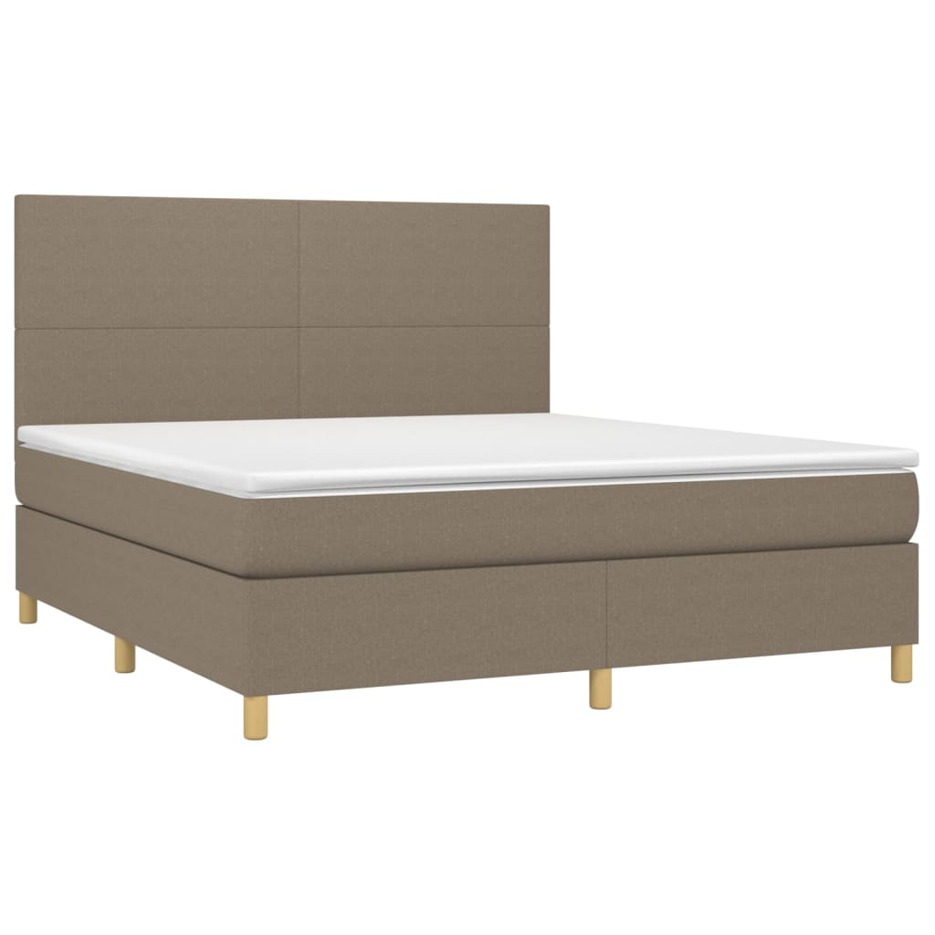 vidaXL Κρεβάτι Boxspring με Στρώμα & LED Taupe 160x200 εκ. Υφασμάτινο