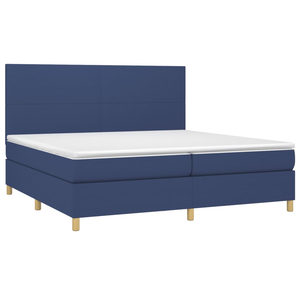 vidaXL Κρεβάτι Boxspring με Στρώμα & LED Μπλε 200x200 εκ. Υφασμάτινο