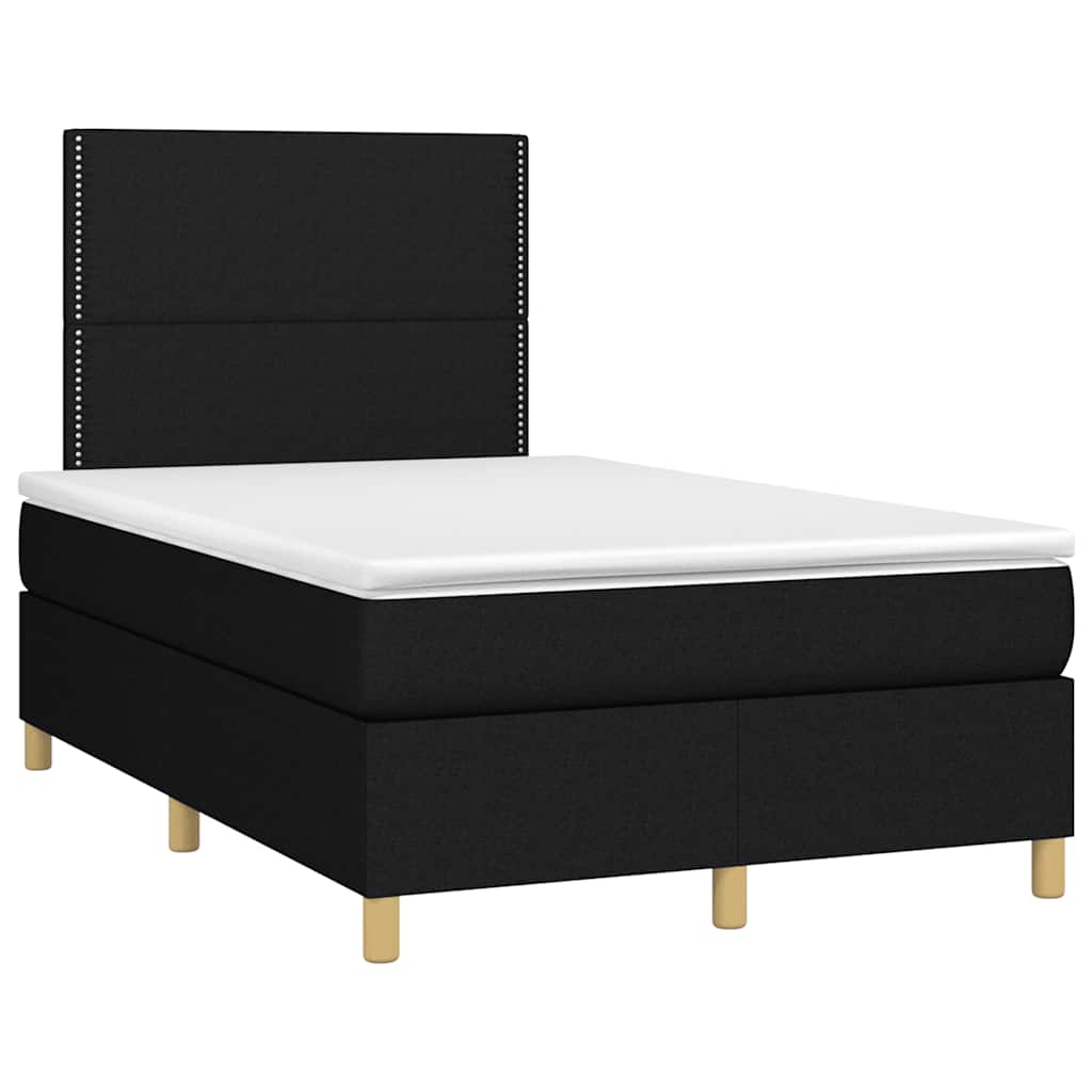 vidaXL Κρεβάτι Boxspring με Στρώμα & LED Μαύρο 120x200 εκ. Υφασμάτινο