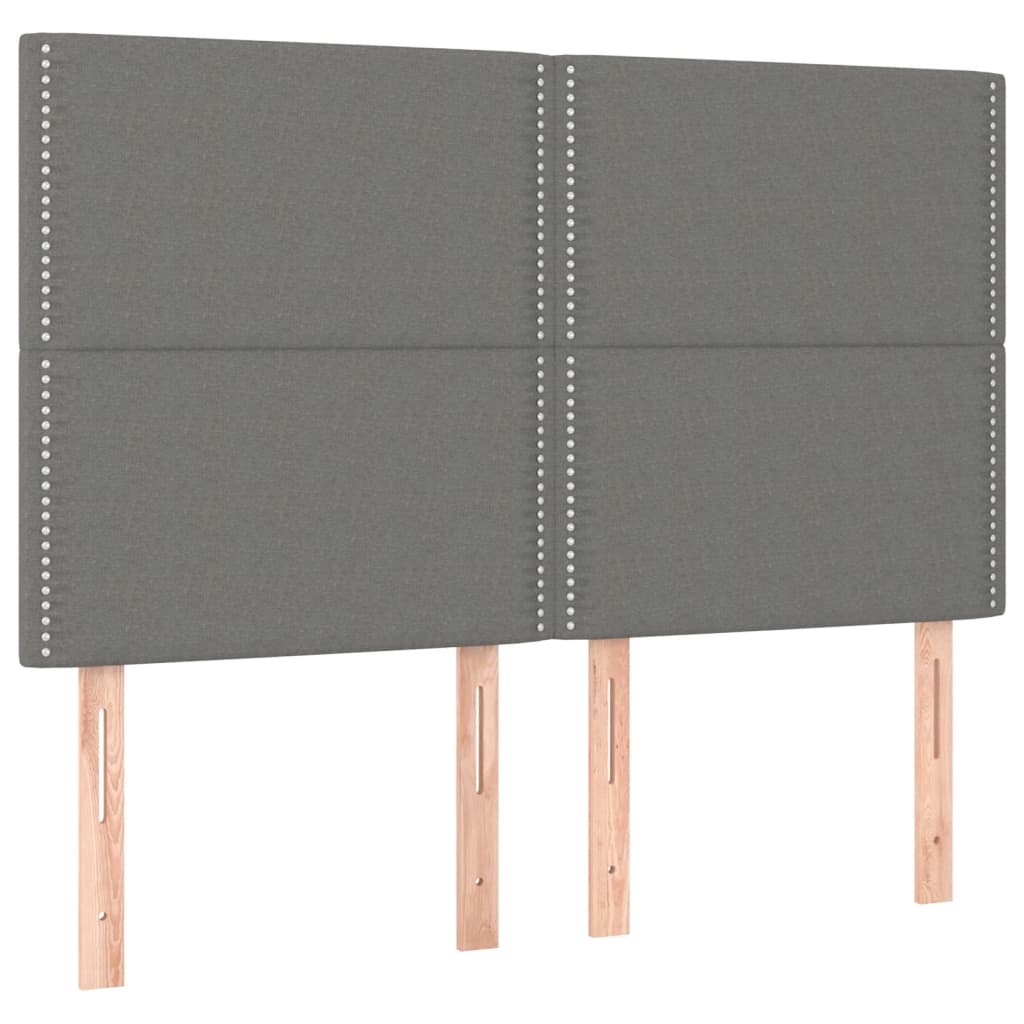 vidaXL Κρεβάτι Boxspring με Στρώμα & LED Σκ.Γκρι 140x190εκ. Υφασμάτινο