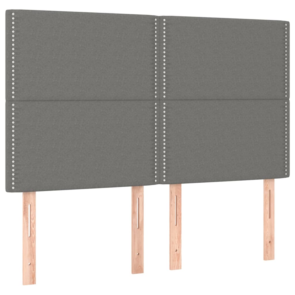 vidaXL Κρεβάτι Boxspring με Στρώμα & LED Σκ.Γκρι 140x200 εκ Υφασμάτινο