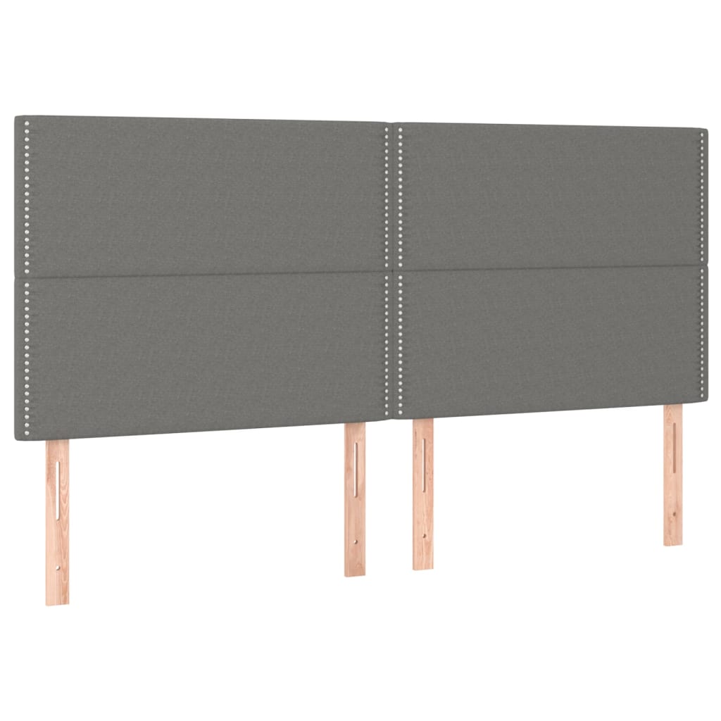 vidaXL Κρεβάτι Boxspring με Στρώμα & LED Σκ.Γκρι 180x200 εκ Υφασμάτινο