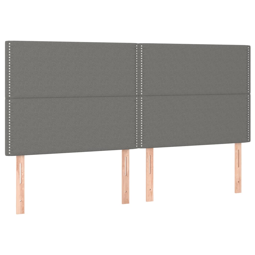 vidaXL Κρεβάτι Boxspring με Στρώμα & LED Σκ.Γκρι 200x200εκ. Υφασμάτινο