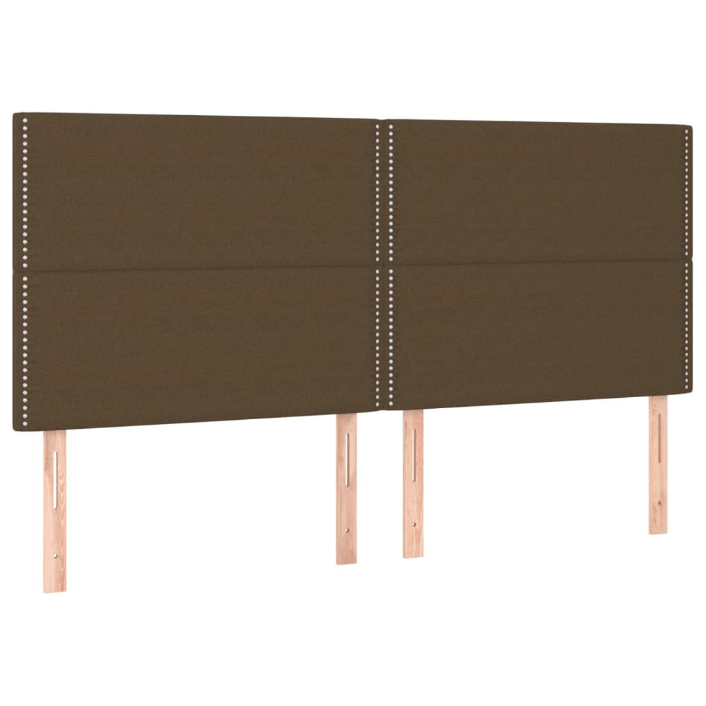 vidaXL Κρεβάτι Boxspring με Στρώμα & LED Σκ.Καφέ 200x200εκ. Υφασμάτινο