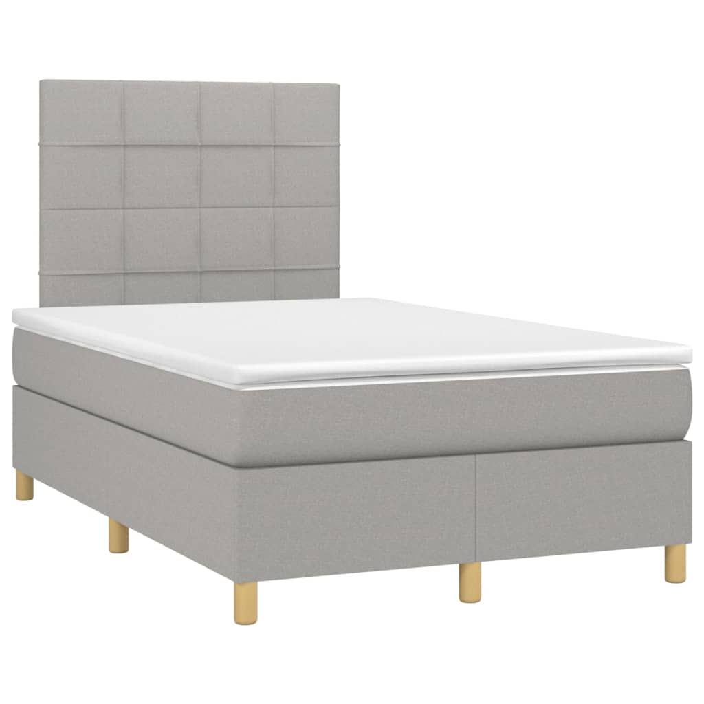 vidaXL Κρεβάτι Boxspring με Στρώμα & LED Αν.Γκρι 120x200 εκ Υφασμάτινο