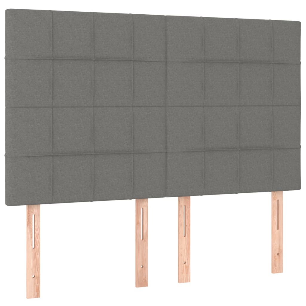 vidaXL Κρεβάτι Boxspring με Στρώμα & LED Σκ.Γκρι 140x200 εκ Υφασμάτινο
