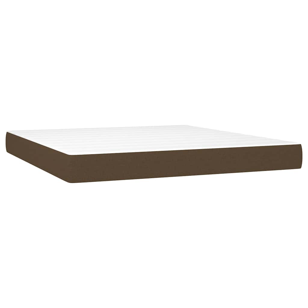 vidaXL Κρεβάτι Boxspring με Στρώμα & LED Σκ.Καφέ 180x200εκ. Υφασμάτινο