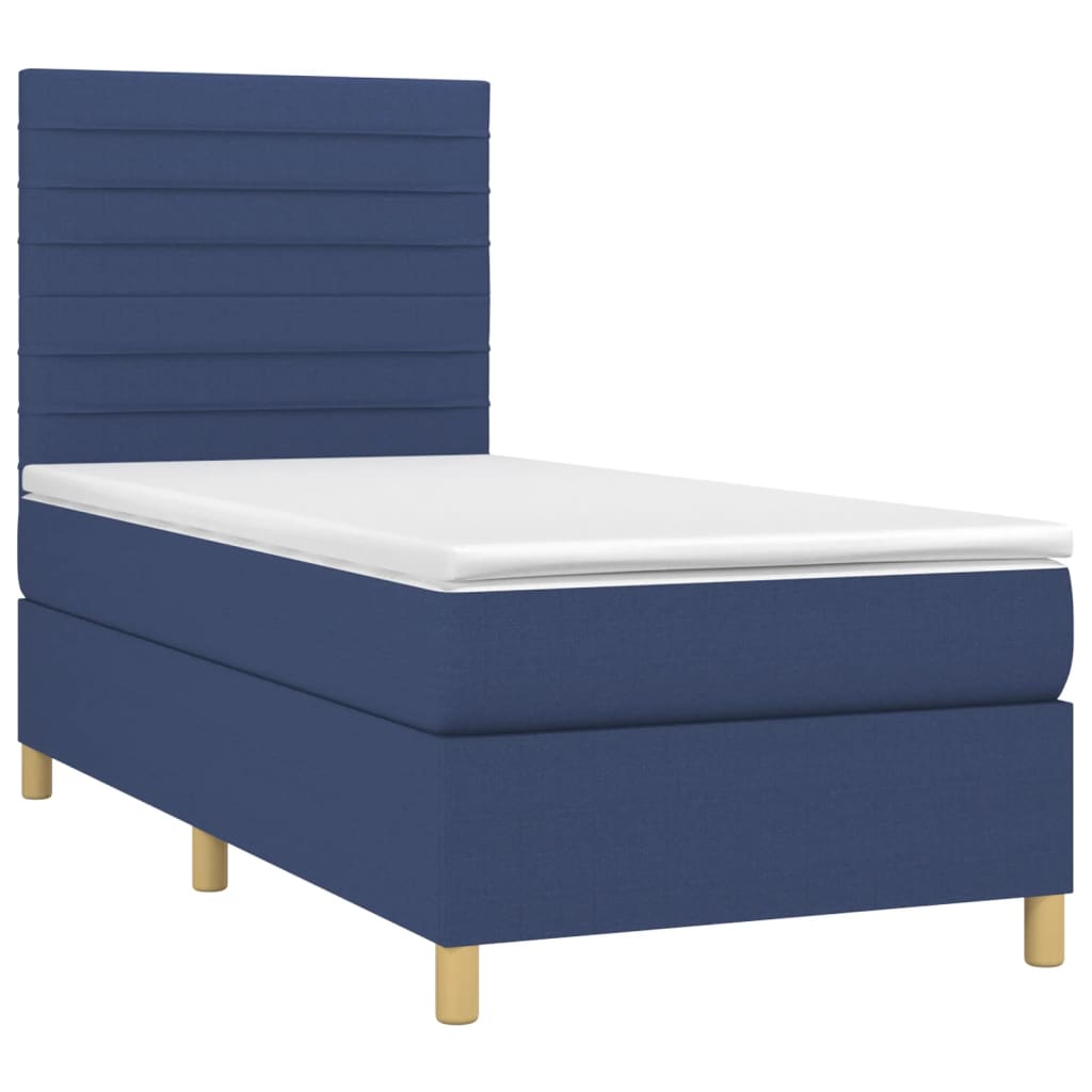 vidaXL Κρεβάτι Boxspring με Στρώμα & LED Μπλε 80x200 εκ. Υφασμάτινο
