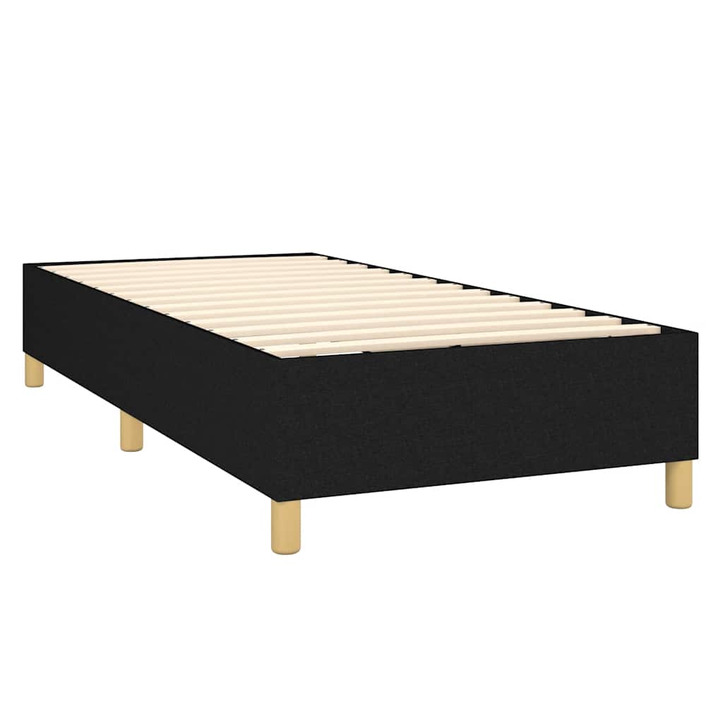 vidaXL Κρεβάτι Boxspring με Στρώμα & LED Μαύρο 100x200 εκ. Υφασμάτινο