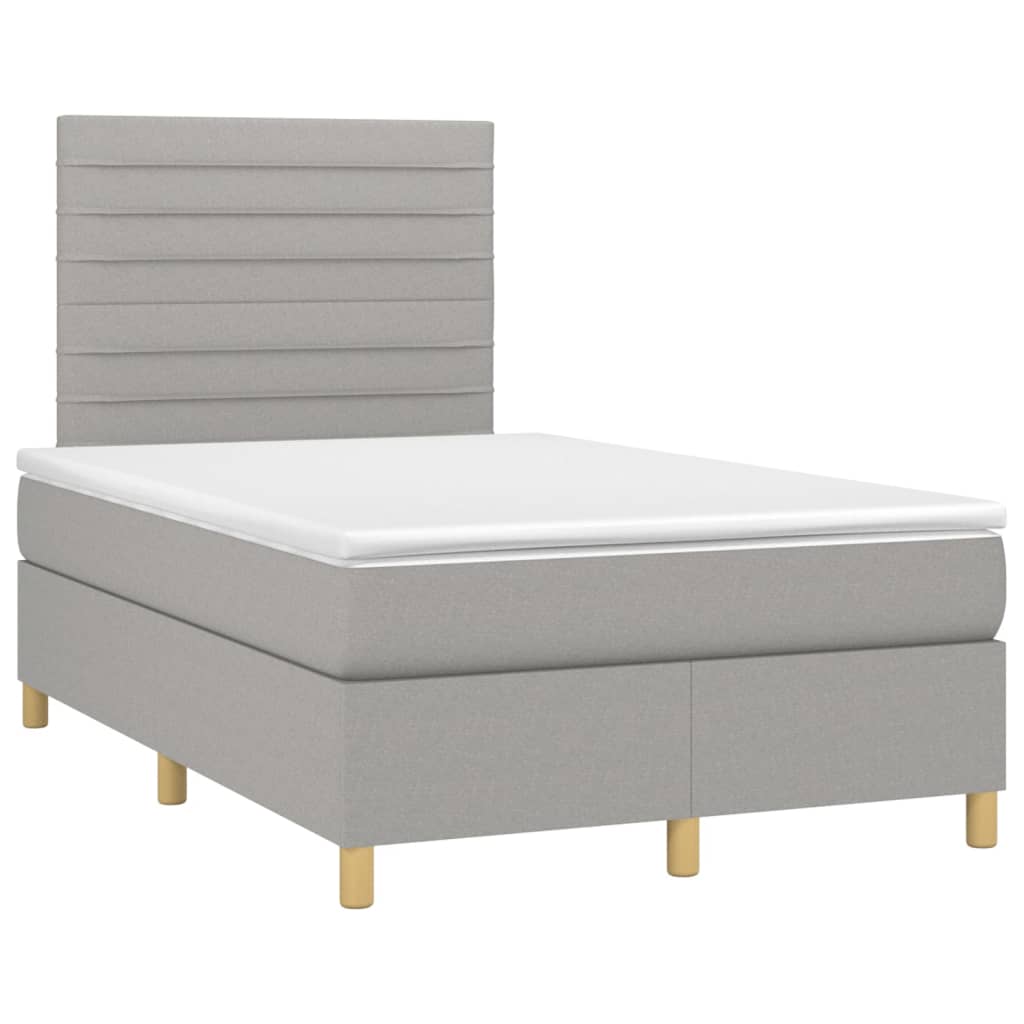 vidaXL Κρεβάτι Boxspring με Στρώμα & LED Αν.Γκρι 120x200 εκ Υφασμάτινο