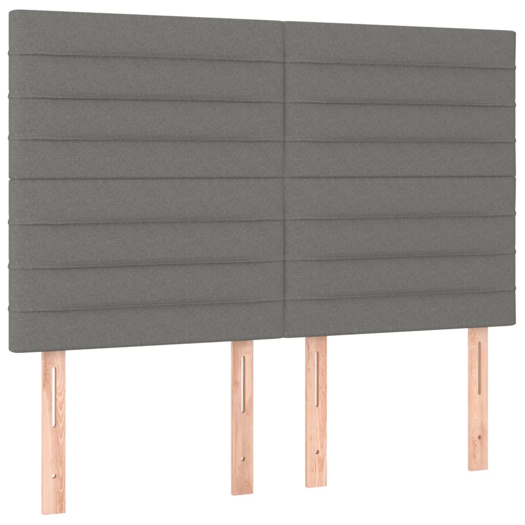 vidaXL Κρεβάτι Boxspring με Στρώμα & LED Σκ.Γκρι 140x190εκ. Υφασμάτινο