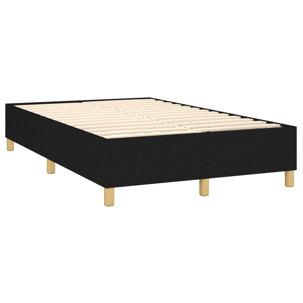 vidaXL Κρεβάτι Boxspring με Στρώμα & LED Μαύρο 120x200 εκ. Υφασμάτινο