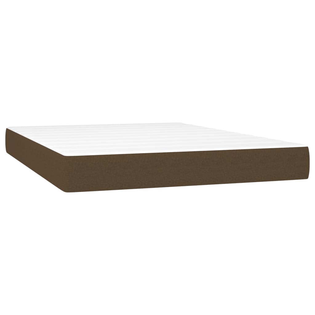 vidaXL Κρεβάτι Boxspring με Στρώμα & LED Σκ.Καφέ 140x190εκ. Υφασμάτινο