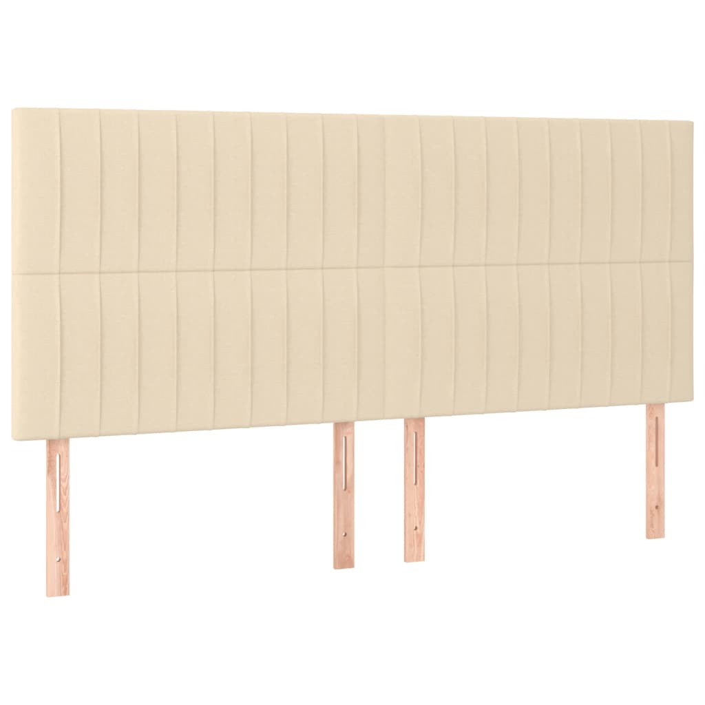 vidaXL Κρεβάτι Boxspring με Στρώμα & LED Κρεμ 160x200 εκ. Υφασμάτινο