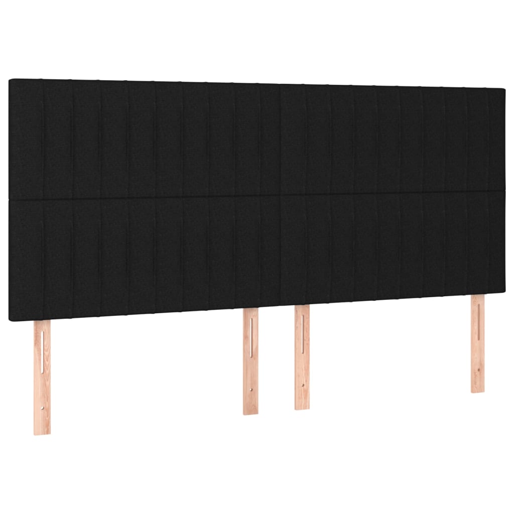 vidaXL Κρεβάτι Boxspring με Στρώμα & LED Μαύρο 200x200 εκ. Υφασμάτινο