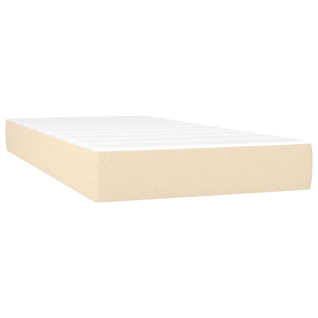 vidaXL Κρεβάτι Boxspring με Στρώμα & LED Κρεμ 200x200 εκ. Υφασμάτινο