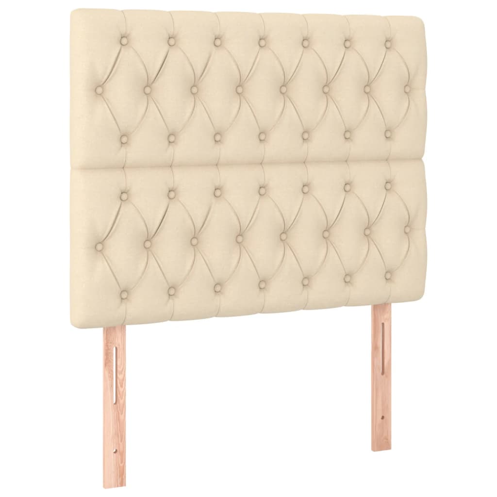 vidaXL Κρεβάτι Boxspring με Στρώμα & LED Κρεμ 90x200 εκ. Υφασμάτινο