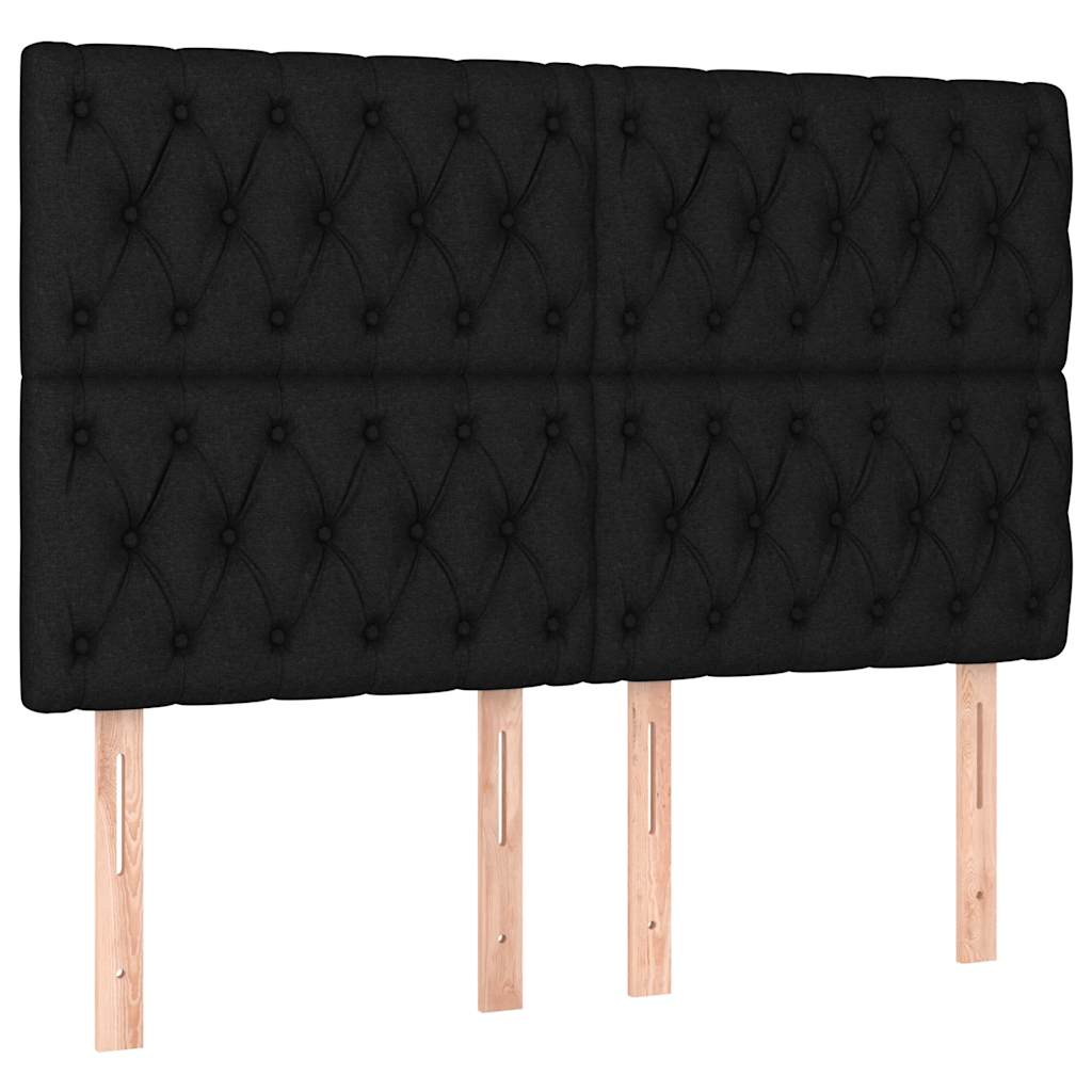 vidaXL Κρεβάτι Boxspring με Στρώμα & LED Μαύρο 140x190 εκ. Υφασμάτινο