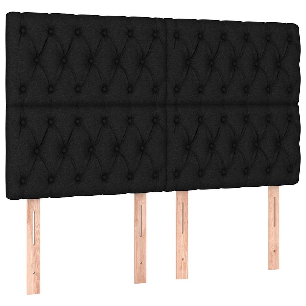 vidaXL Κρεβάτι Boxspring με Στρώμα & LED Μαύρο 140x200 εκ. Υφασμάτινο