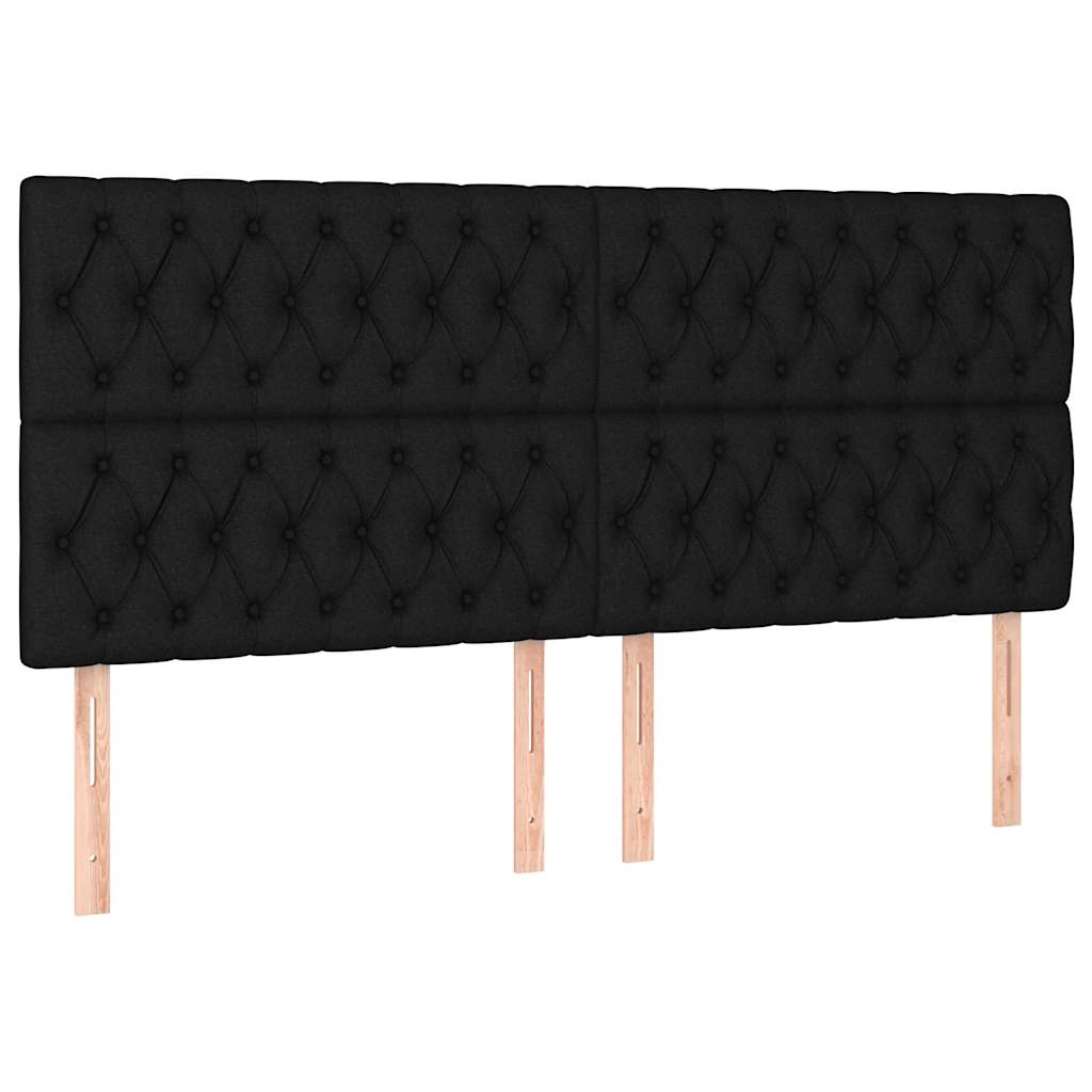 vidaXL Κρεβάτι Boxspring με Στρώμα & LED Μαύρο 180x200 εκ. Υφασμάτινο