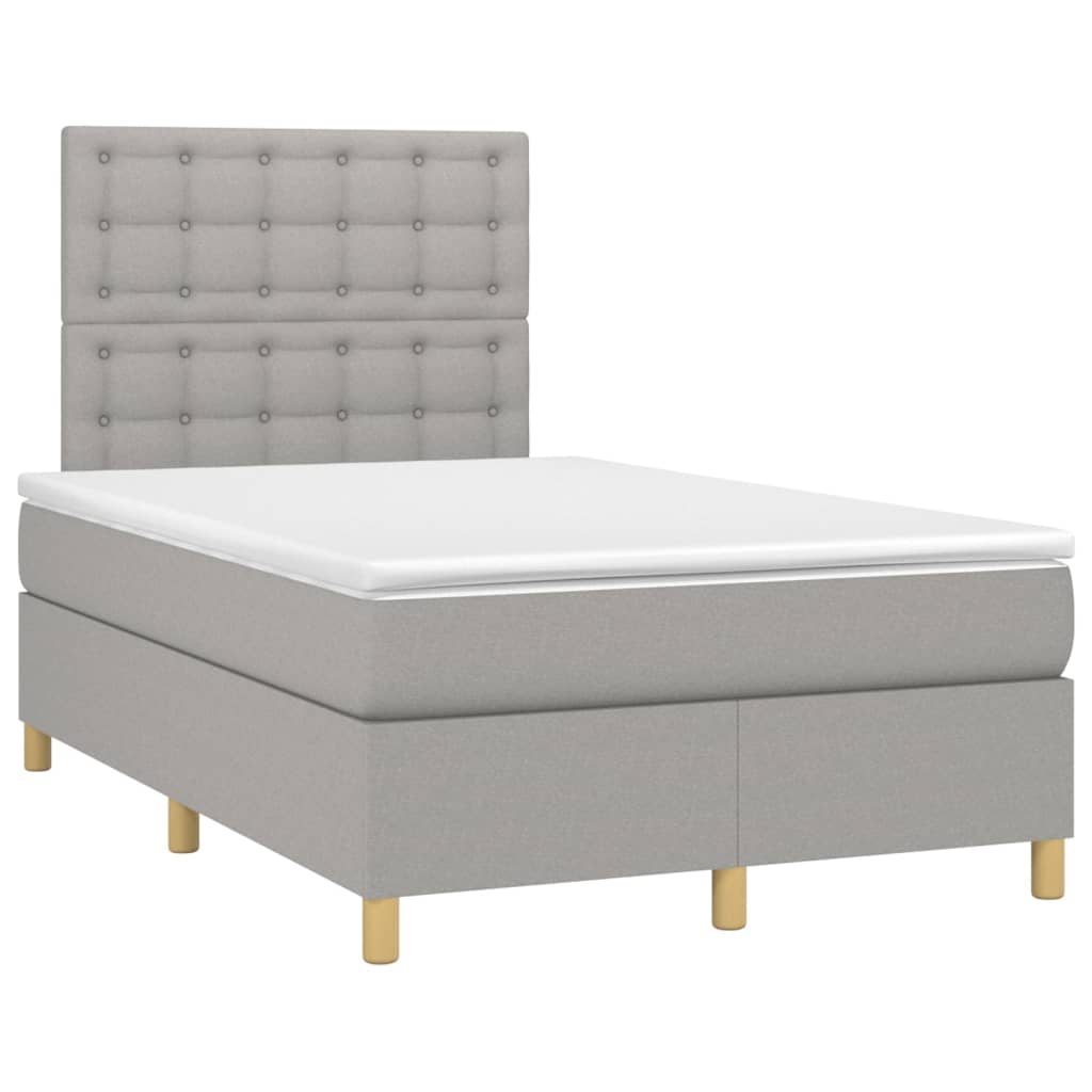 vidaXL Κρεβάτι Boxspring με Στρώμα & LED Αν.Γκρι 120x200 εκ Υφασμάτινο
