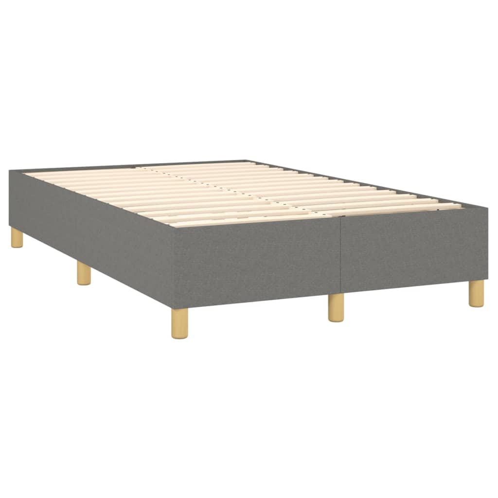 vidaXL Κρεβάτι Boxspring με Στρώμα & LED Σκ.Γκρι 120x200 εκ Υφασμάτινο