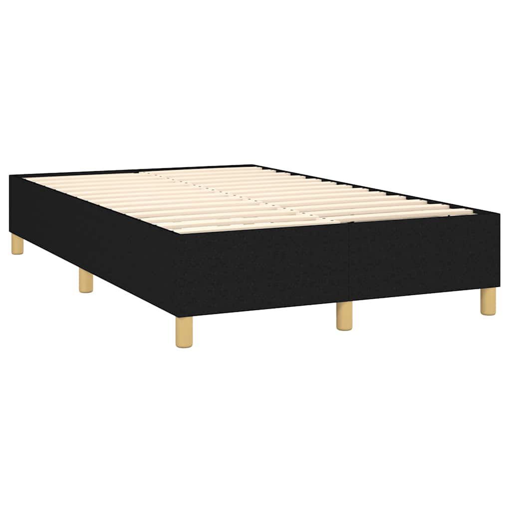 vidaXL Κρεβάτι Boxspring με Στρώμα & LED Μαύρο 120x200 εκ. Υφασμάτινο