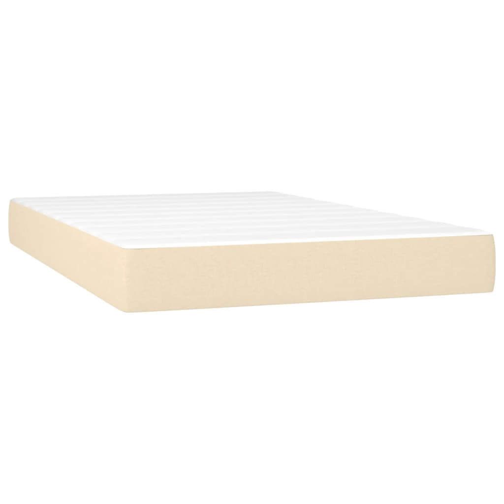 vidaXL Κρεβάτι Boxspring με Στρώμα & LED Κρεμ 120x200 εκ. Υφασμάτινο