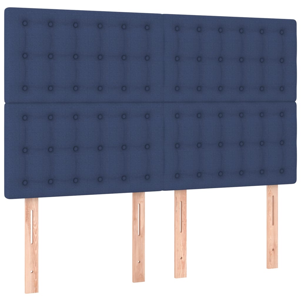 vidaXL Κρεβάτι Boxspring με Στρώμα & LED Μπλε 140x190 εκ. Υφασμάτινο