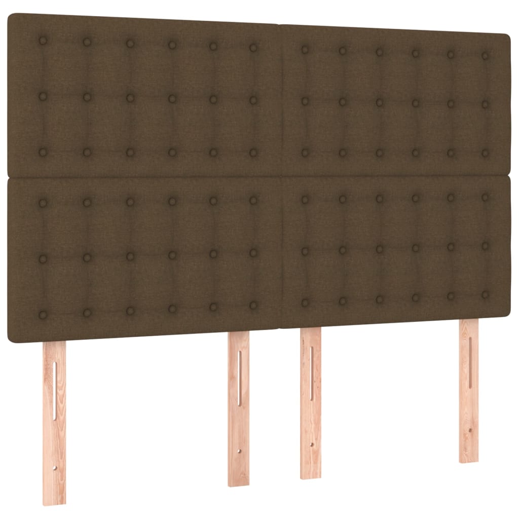 vidaXL Κρεβάτι Boxspring με Στρώμα & LED Σκ.Καφέ 140x200 εκ Υφασμάτινο