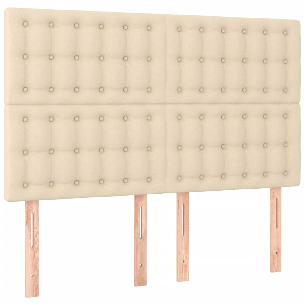 vidaXL Κρεβάτι Boxspring με Στρώμα & LED Κρεμ 140x200 εκ. Υφασμάτινο